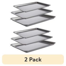 (2 pack) PRO Nonstick Steel 3pc Baking Sheet Set , 17" x 11", 15" x 10" and 9" x 13", Gray