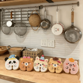Cute Animal Wood Pulp Sponge, 5 Pack Kitchen Dish Scrubber, Non-Scratch, Reusable, Absorbent Cleaning Sponge for Dishes Pots