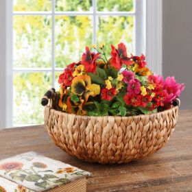 Better Homes & Gardens Natural Woven Water Hyacinth Decorative Bowl with Wooden Handles