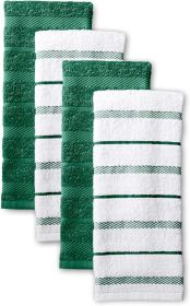 Kitchen Towel 4-Pack Set, Green/White, 16"x26"