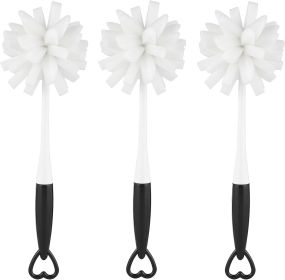 Bottle Glass Dish Sponge Cleaning Brush with Handle, Pack of 3