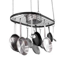Hanging Pot Rack, 32 inch Hanging Pot Rack Ceiling Mount, Ceiling Pot Rack with 12 S Hooks, 80 lbs Loading Weight, Ideal for Home, Restaurant