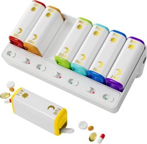 Weekly Pill Organizer Two Time a Day, 7 Day Travel Pill Box, Daily Medicine Organizer