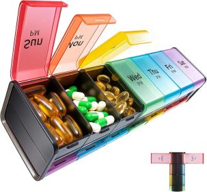 Extra Large Weekly Pill Organizer 2 Times a Day, XXL Pill Box 7 Day with AM PM Large Compartments, BPA-Free Daily Medicine Case