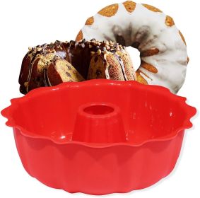European Grade Top-Level Silicone Cake Mold, Non Stick 9 inch Fluted Tube Cake Pan for Bakeware for Cake, Jello, Gelatin, Bread, Monkey Bread, Br