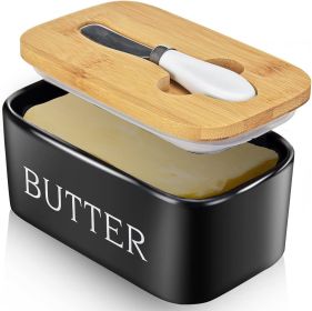 Butter Dish with Lid: Large Butter Dish for Countertop - Ceramic Butter Keeper Container with Knife and High-Quality - Silicone Sealing Butter Bo