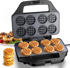 Mini Waffle Maker Machine, 8 Small Waffle Bites, Nonstick Waffle Iron with Quick Heat-Up, Easy Breakfast Makers for Home, Family, Snacks or Desse