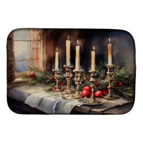 Christmas Candles Dish Drying Mat Absorbent Dish Drying Mat Pad for Kitchen Counter Dish Drainer Mat for Countertop, 14 x 21", Multicolor (Option: Default)