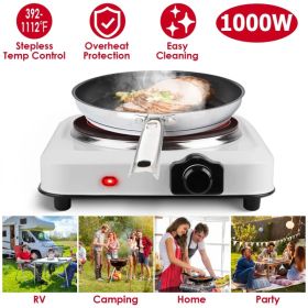 1200W Electric Infrared Single Burner Portable Heating Hot Plate Stove Countertop RV Hotplate with 7.5' Glass Cooktop Stepless Temperature Adjust (Option: White)