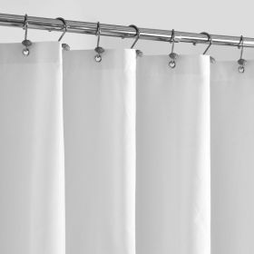 White Waterproof Fabric Shower Curtain Liner 72 X 72 Inch Durable Bathroom Shower Curtain With Easy-Hang Design (Option: White)