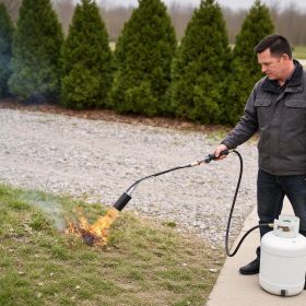 Heavy Duty Weed Torch with Piezo Ignition, 180,000 BTU Propane Torch Compatible with 1lb to 100lb Tanks & MAPP Fuel, 10FT Hose, for Weeding, Melt (Option: Black)
