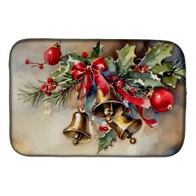 Christmas Bells Dish Drying Mat Absorbent Dish Drying Mat Pad for Kitchen Counter Dish Drainer Mat for Countertop, 14 x 21", Multicolor (Option: Default)