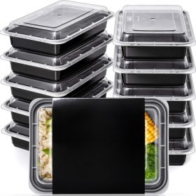 Reusable Food Storage Containers 1 Compartment 28 Oz Meal Prep Containers (Option: Black bases and clear lids)
