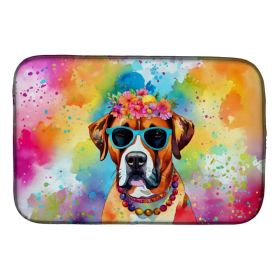 Boxer Hippie Dawg Dish Drying Mat Absorbent Dish Drying Mat Pad for Kitchen Counter Dish Drainer Mat for Countertop, 14 x 21", Multicolor (Option: Default)