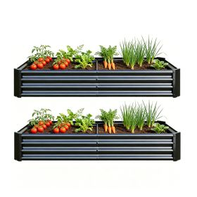 2PCS Black 6×3×1ft Metal Raised Rectangle Garden Planter Beds (Option: Black)
