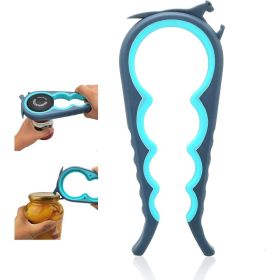 Jar Opener & Bottle Opener, Easy Grip Kitchen Tool For Seniors, Manual Lid Opener For Jars, Bottles, Cans & Household Use (Option: Blue and Grey)