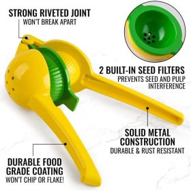Metal 2in1 Lemon Lime Combo Squeezer - Manual Max Extraction Citrus Press Juice (Option: A)