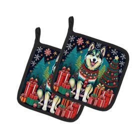 Alaskan Malamute Christmas Pair of Pot Holders Kitchen Heat Resistant Pot Holders Sets Oven Hot Pads for Cooking Baking BBQ, 7 1/2 x 7 1/2 (Option: Default)
