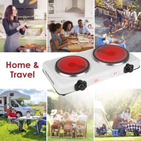 Infrared Dual Burner Hot Plate - 1000W & 800W  Glass Plates, Quick/Even Heating, 302-1022 Stepless Temp, Auto Shut-Off, Compatible with Flat-Bott (Option: White)