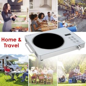 Portable Electric Single Burner Cooktop 3500W 110V, Heat-Resistant Glass Surface (Easy to Clean) with Side Handles, 4 Preset Cooking Modes for Ca (Option: write)