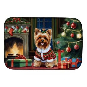 Yorkshire Terrier Cozy Christmas Dish Drying Mat Absorbent Dish Drying Mat Pad for Kitchen Counter Dish Drainer Mat for Countertop, 14 x 21", Mul (Option: Default)