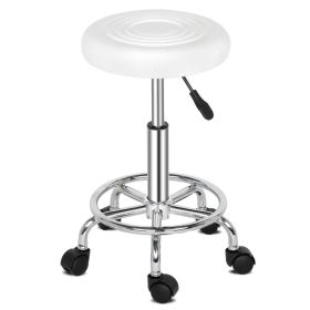 Round Stool with Lines Rotation Bar Stool White (Option: White)