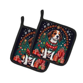 Beagle Christmas Pair of Pot Holders Kitchen Heat Resistant Pot Holders Sets Oven Hot Pads for Cooking Baking BBQ, 7 1/2 x 7 1/2 (Option: Default)