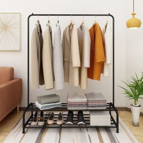 Heavy Duty Garment Rack, Metal Clothes Rack with Bottom Shelf, Standing Coat Rack for Bedroom, Laundry Room, Small Spaces, 47.2"L x 17.7"W, Black (Option: Black)