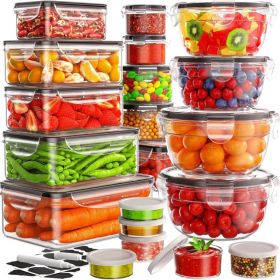 40 Piece Food Storage Containers With Lids Airtight Leakproof Meal Prep Set Labels Pen (Option: White)
