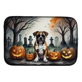 Boxer Spooky Halloween Dish Drying Mat Absorbent Dish Drying Mat Pad for Kitchen Counter Dish Drainer Mat for Countertop, 14 x 21", Multicolor (Option: Default)