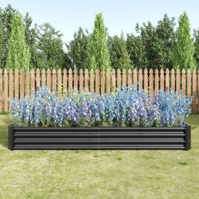 2PCS Black 8×4×1ft Metal Raised Rectangle Garden Planter Beds (Option: Black)