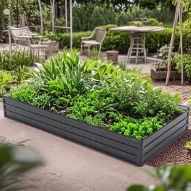 Galvanized Raised Garden Beds Outdoor // 8×4×1 ft Planter Raised Beds for Gardening, Vegetables, Flowers // Large Metal Garden Box (Option: Black)