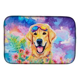 Yellow Labrador Hippie Dawg Dish Drying Mat Absorbent Dish Drying Mat Pad for Kitchen Counter Dish Drainer Mat for Countertop, 14 x 21", Multicol (Option: Default)