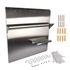 Range Backsplash with Shelf 29.5 x 29.5 Inch Range Hood Wall Shield for Range Hood Stainless Backsplash with Storage Shelf and Hanging Rack (Option: default title)