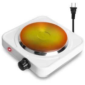 1500W Electric Single Burner Portable Heating Hot Plate Stove Countertop RV Hotplate with Non Slip Rubber Feet 5 Temperature Adjustments (Option: 1500W-White)