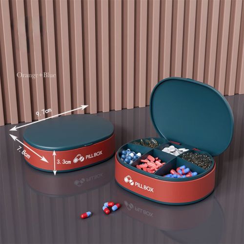 Pill Case Portable Small Weekly Travel Pill Organizer Portable Pocket Pill Box Pill Case For Tablets 6 Gird Medicine Pill's Organizer Drug Capsule Pla