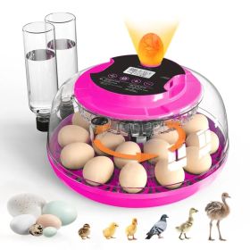 Incubator for Hatching Eggs, 18 Eggs Capacity, Incubators with Egg Candler, Automatic Egg Turner, Temperature & Humidity Control, Full Viewing fo (Option: Hot Pink)