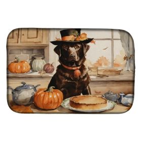 Chocolate Lab Fall Kitchen Pumpkins Dish Drying Mat Absorbent Dish Drying Mat Pad for Kitchen Counter Dish Drainer Mat for Countertop, 14 x 21", (Option: Default)
