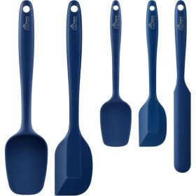 Heat Resistant BPA-Free Silicone Spatula Set, Set Of 5 Kitchen Cooking Utensils For Baking, Mixing & Non Stick Cookware, Dishwasher Safe (Option: Classic Blue)