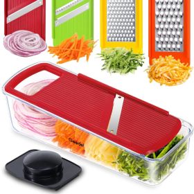 Professional Mandoline Slicer, Multi-Purpose Vegetable & Fruit Cutter For Kitchen (Option: Red)