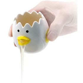 LuoCoCo Novelty Ceramic Chicken Egg Yolk Separator  Cute Vomiting Egg White Filter & Baking Tool Yellow (Option: Yellow)