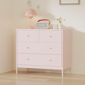 Pink 4-Drawer Kids Dresser, Wooden Storage Cabinet for Toddler Bedroom, Nursery, Closet, Baby Nightstand Organizer for Living Room or Apartment, (Option: Pink)