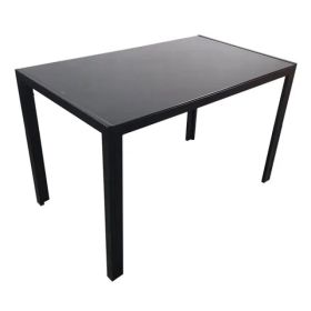 Simple Assembled Tempered Glass & Iron Dinner Table Black (Option: as picture)