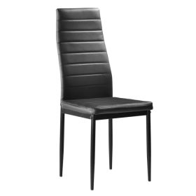 6pcs Elegant Assembled Stripping Texture High Backrest Dining Chairs Black (Replacement code: BSTWCEZKMG) (Option: as picture)
