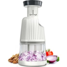 Push Food & Vegetable Chopper, Manual Dicing Cutter For Easy Kitchen Food Prep (Option: White)