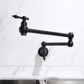 Folding faucet Pot Filler Faucet Wall Mount (Option: Black)