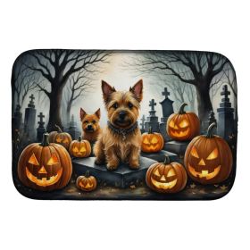 Norwich Terrier Spooky Halloween Dish Drying Mat Absorbent Dish Drying Mat Pad for Kitchen Counter Dish Drainer Mat for Countertop, 14 x 21", Mul (Option: Default)