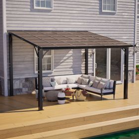 12x10 FT Hardtop Gazebo, Outdoor Patio Pergola with Tinted Polycarbonate Roof, UV & Snow Resistant, Rustproof Aluminum Frame – For Garden, Backya (Option: Brown)