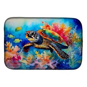 Loggerhead Sea Turtle Dish Drying Mat Absorbent Dish Drying Mat Pad for Kitchen Counter Dish Drainer Mat for Countertop, 14 x 21", Multicolor (Option: Default)