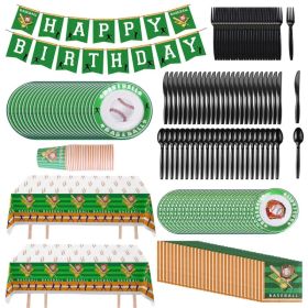 171Pcs Baseball Party Supplies Kit Baseball Birthday Party Disposable Dinnerware Set Baseball Themed Party Tableware Decorations Cups Plates Napk (Option: Baseball Party Supplies Kit)